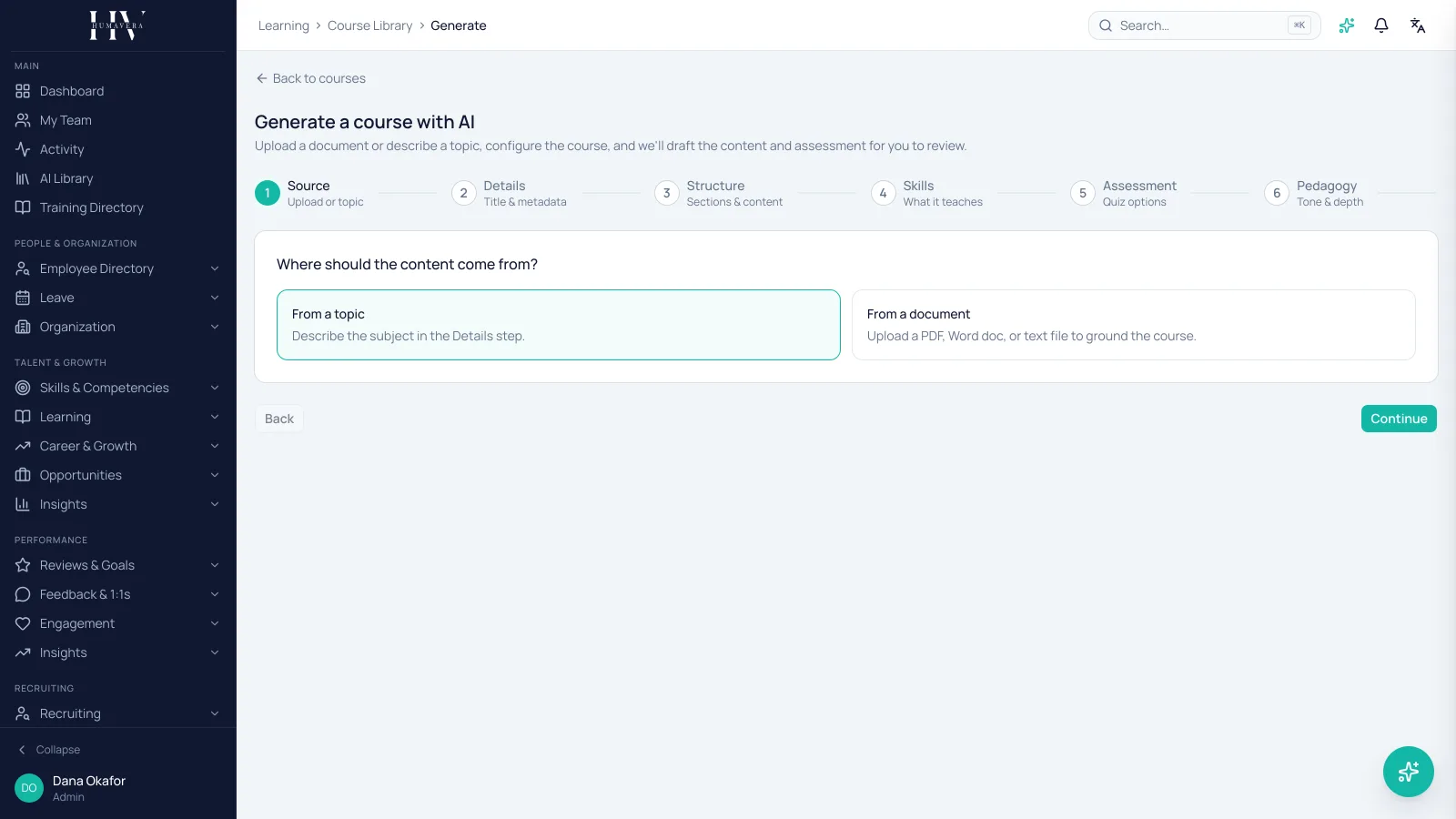 COURSE BUILDER — Humavera product screenshot